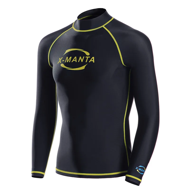 Мужская Верхняя одежда для плавания с длинным рукавом с буквенным принтом подводное плавание рубашка для серфинга топы Solid Однотонная синяя черная - Цвет: 610B