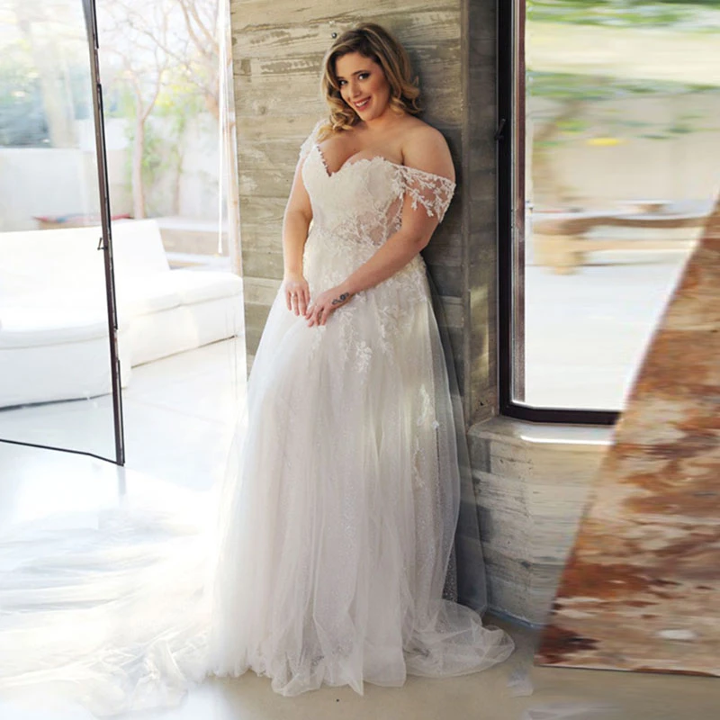 Afstå grad Portico Eightree Plus Size Wedding Dress 2019 V Neck Appliques Lace Boho Wedding  Gowns Off the Shoulder Big Size Bride Dress Customized|Wedding Dresses| -  AliExpress