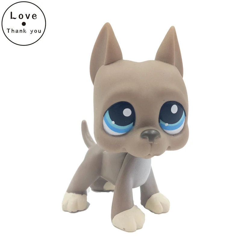 

real rare pet shop lps toys dog little grey great dane #184 old original action figure blue eyes