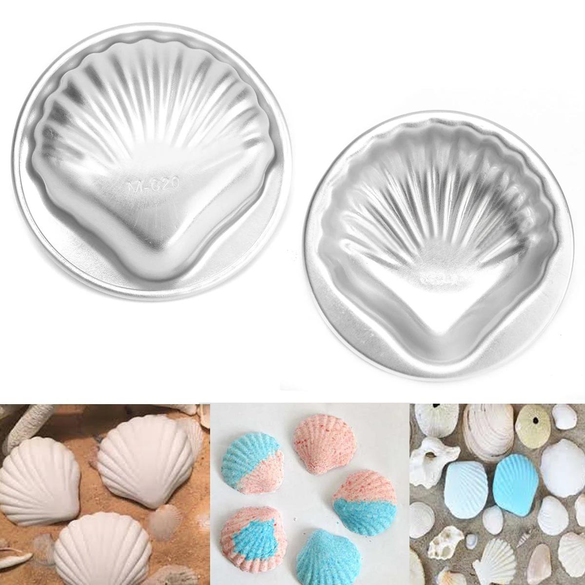 JX-LCLYL 2pcs New Aluminium Alloy Shell Shape Bath Bomb Mold Cake  Jelly DIY Metal Molds