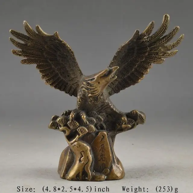 

CHINESE BRASS SUPERB HANDWORK OLD HAMMERED LUCKY STATUE EAGLE COLLECTABLE DECOR