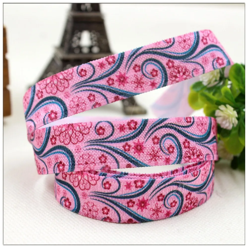 1571461 width 16MM Fold Over Elastic Ribbon Printed with flower DIY handmade accessories packaging decorative ribbon | Дом и сад