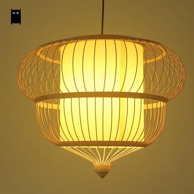 Bamboo Wicker Rattan Cage Shade Chandelier Light Fixture Rustic Bamboo Wicker Rattan Cage Shade Chandelier Light Fixture Rustic Country Asian Hanging Ceiling Pendant Lamp Luminaria
