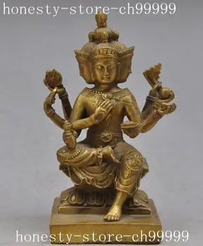 

christmas tibet buddhism copper bronze 4 Arm 4 Face Kwan-Yin GuanYin buddha Goddess statue halloween