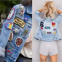 Buy 10PCS Gold Hearts Black Edge Fabric Embroidery Sew Iron On Patches Badges For Clothes Appliques Craft Decoration Sticker Online - Image 6