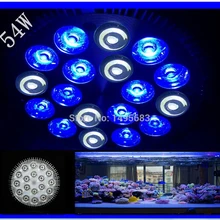 Новейший E27 54 Вт 18X3 Вт 12 синий 6 белый светодиодный светильник для выращивания коралловых рифов, мощный светильник для аквариума, светодиодный светильник, 85-265 в