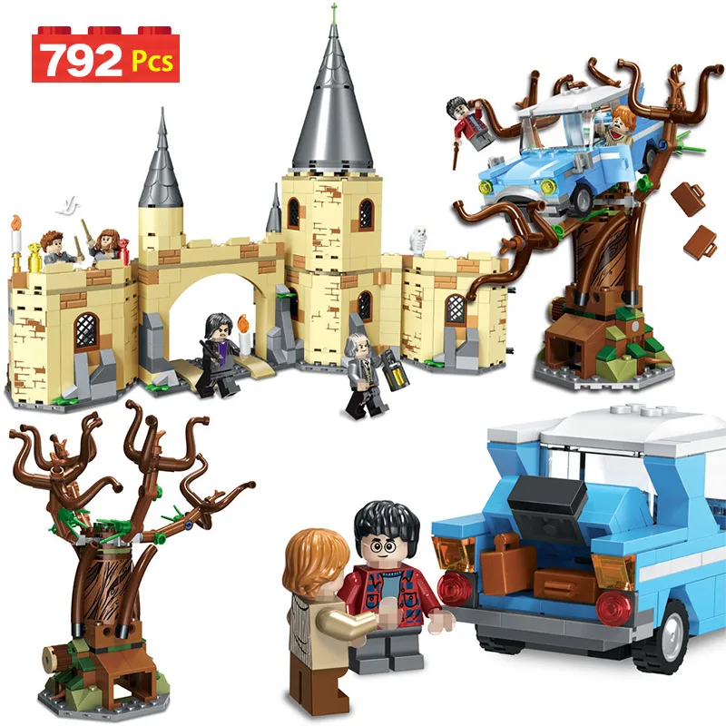 

Jusrice Magician Building Blocks Compatible Legoing Movie Magic Castle Gates and Beating Willow Brick Toys For Boys Children