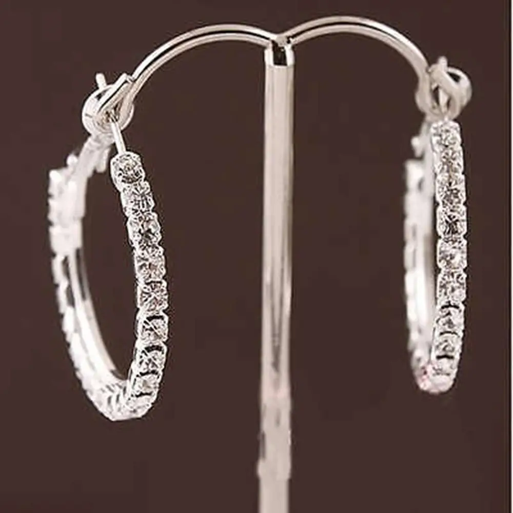Женские серьги кольца с кристаллами 1 пара|rhinestones women|crystal earringsfashion crystal earrings |