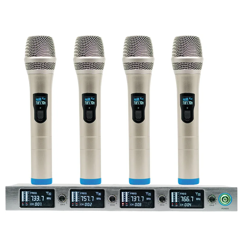 نظام ميكروفون لاسلكي مهني 940 T 4-قناة UHF الديناميكي المهنية 4 سماعات طوق خط مؤتمر
