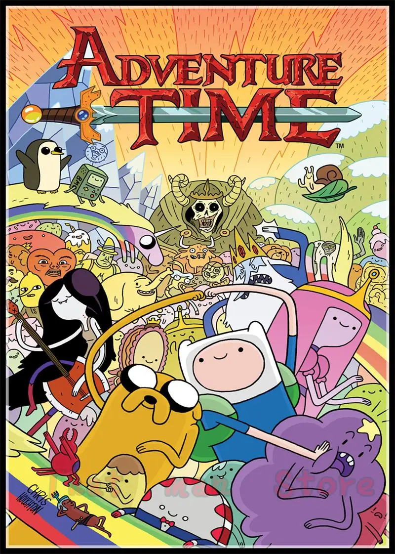 Время приключений con Finn e Jake классический мультфильм плакат четкое изображение наклейки на стену украшение дома хорошее качество принты