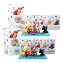 6 pçs/lote Figuras Da Princesa Ariel A Pequena Sereia Ariel Sebastian Solha Peixe Rei Tritão Ursula Scuttle WCF Modelo Brinquedos