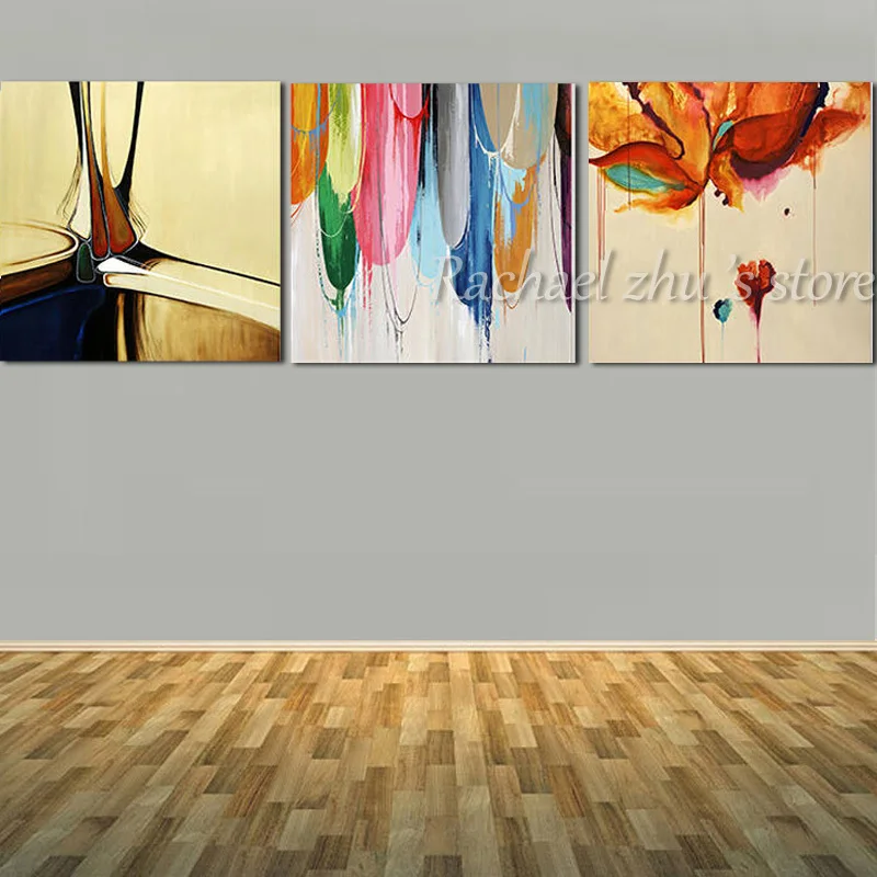 

100% Handmade Modern Art Three Pieces Abstract Oil Painting On Canvas Abstract Wall Pictures For Living Room Bedroom Home Decor