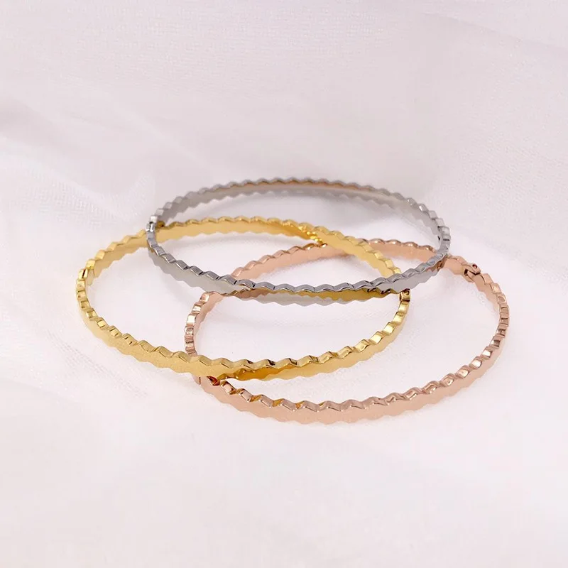 

New Arrival Simple Smooth Surface Cellular Design Bangle for Women Titanium Steel Street Fashion Women Bracelet Bangles