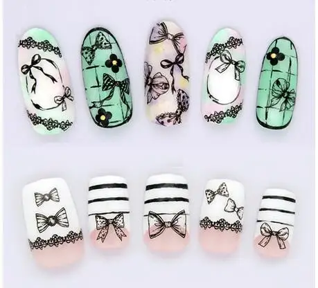 

hot sale 1pc nail sticke Ribbon bow black watermarking beautiful nail decoration art tool