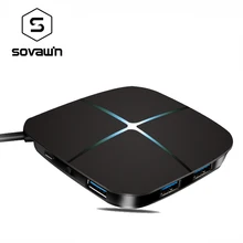 Многофункциональный Высокоскоростной USB 3,0 концентратор комбинированный сплиттер адаптер дышащий светодиодный зарядное устройство+ внешний микро порт питания