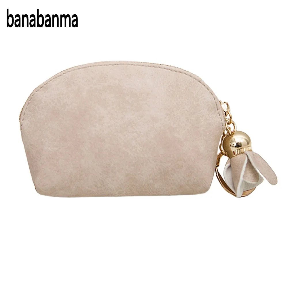 

Banabanma Women Concise Mini PU Leather Coin Purse Cute Portable Zippered Pocket with Flower Design Wallet Change Holder ZK30