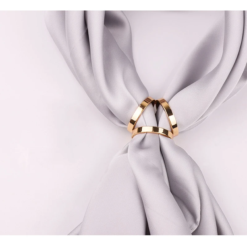 1 PCS Fashion Scarf Ring Wild Pearl Silk Scarf Buckle Clothing Angle Knot Square Scarf Button Scarf Accessories 4