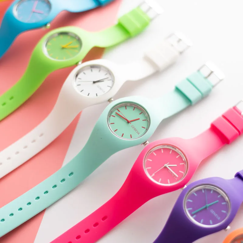 Женские часы ультра-тонкий силиконовый каучук желе кварцевый аналог спортивные наручные часы модные часы унисекс оптом Reloj Mujer