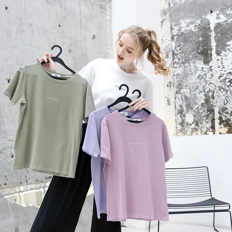 

Maternity T-shirt New 2019 Short-sleeved Shirt Candy Color Loose Breastfeeding Nursing Tops Pregnant Clothes Pregnancy Top