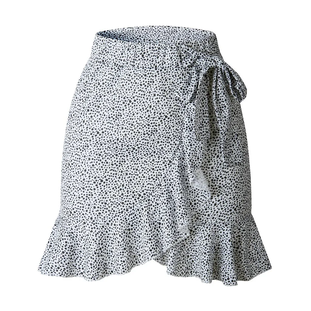 

Womens Sexy Chic Retro Summer Skirts High Waist Ruffles Evening Print Flared Skirt Casual Party Leopard beach Mini Skirt Short