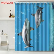 WONZOM Dolphin Polyester Fabric Shower Curtain Sheep Bathroom Decor Waterproof Bear Cortina De Bano With 12 Hooks Gift 2017 Gift