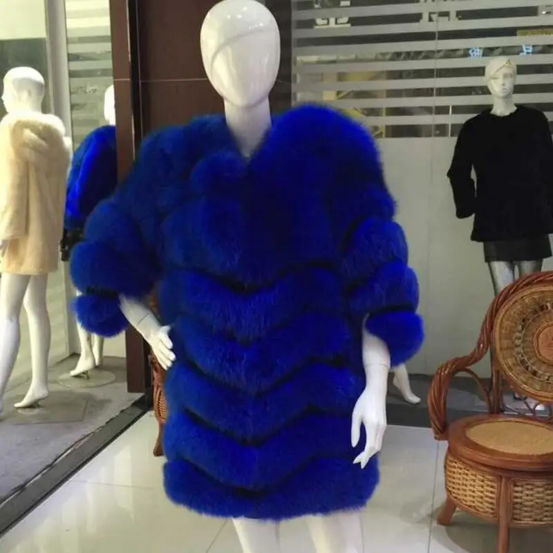 

New Arrival Pairs Collection Fashion Symmetrical Style Outerwear Casual Natural Fox Fur Coat High Quality Women Elegant Overcoat