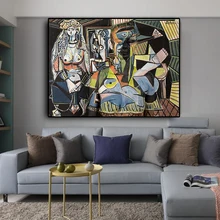Women Of Algiers by Pablo Picasso Posters and Prints Oil Painting on Canvas Wall Art Picture for Living Room Cuadros Decoration 