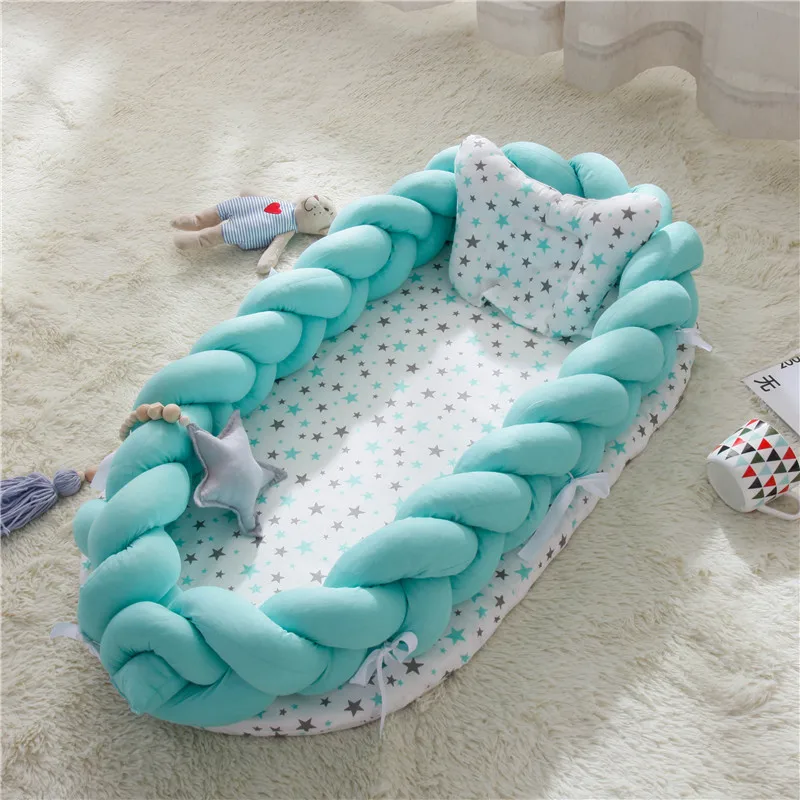 Baby Nest Print Cotton Bionic Bed Washable Portable Baby Bed Multi Functional Travel Crib bed with bumper Newborn Mattress Baby Nest Print Cotton Bionic Bed Washable Portable Baby Bed Multi Functional Travel Crib bed with bumper Newborn Mattress