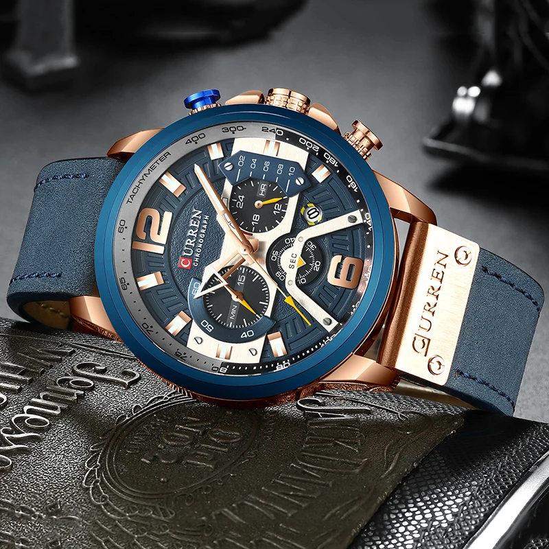 CURREN Luxury Brand Men Analog Leather Sports Watches Men's Army Military Watch Male Date Quartz Cl
