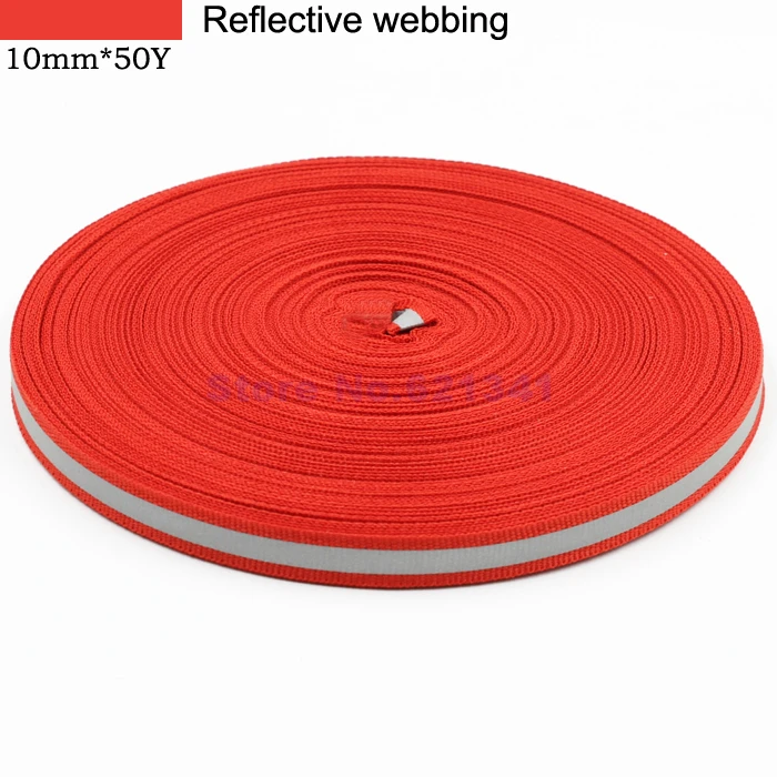 10mm*5mm*50Yard Red Reflective Fabric Tape Strip Edging Braid Trim