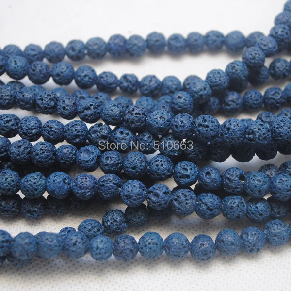

Wholesale 15.5" / 55pcs/Lot Nature Dark Blue color lava stone round ball volcano stone 8mm size bracelet beads accessories