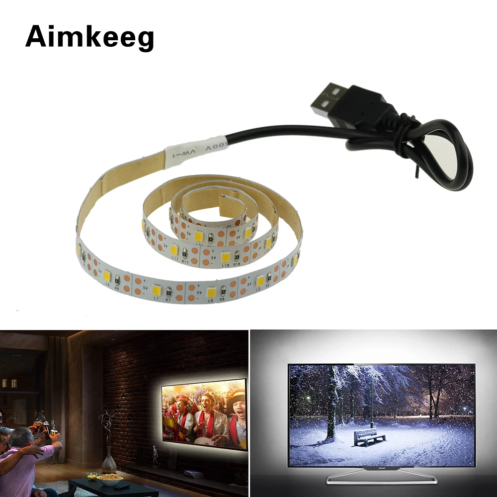 

Warm White /White Led Strip DC5V USB Led Light Strip Led Usb Tv Strip Switch Flexible Light TV Background 0.5M 1M 2M 3M 4M 5M