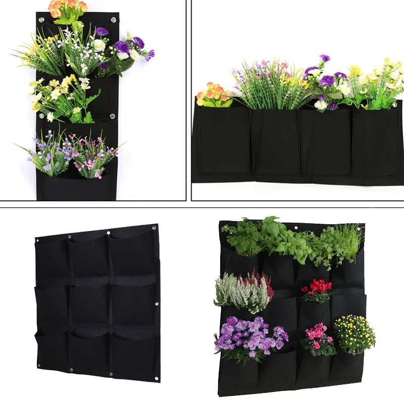 

Wall Hanging Planting Bags 3/9/18/49/72 Pockets Green Grow Bag Planter Vertical Garden Vegetable Living Garden Bag Home Supplies