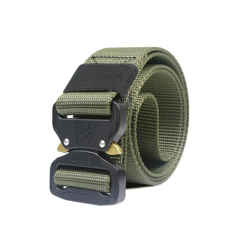 Tactical 120CM Outdoor Military Tactical Belt solid Buckle Nylon Waist Belts Multicam Molle Automatic Buckle Army Belts - Цвет: Армейский зеленый