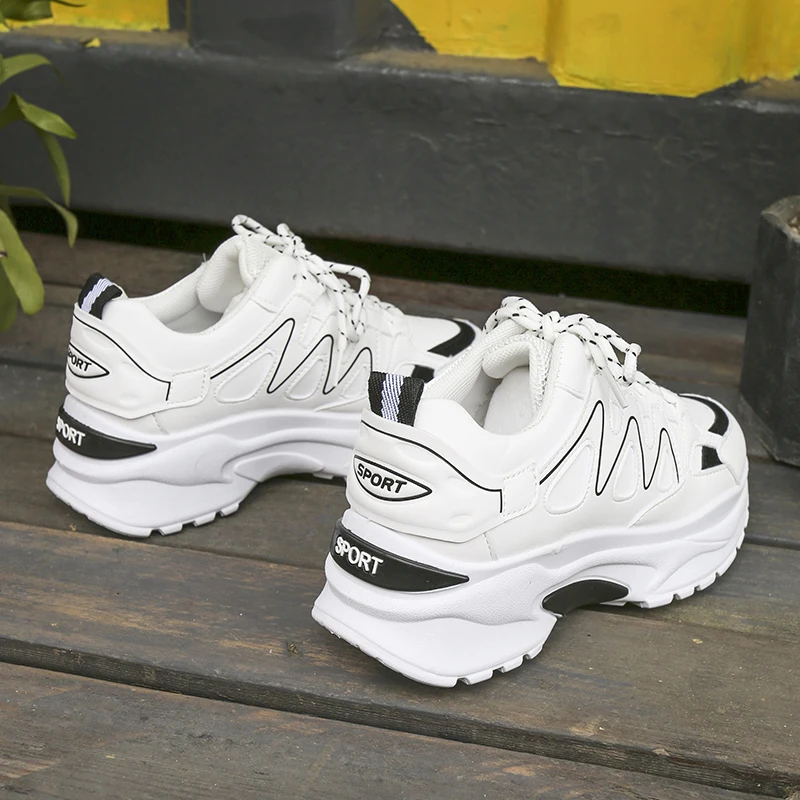 

Women Vulcanize Shoes 2019 Summer Chunky Sneakers Comfort Platform Women Casual Shoes Fashion White Women Flat Shoes