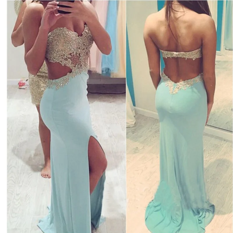 

Hot affordable simple cheap blue red prom dress long floor length with sweetheart sexy high slit,ormal evening dress party dress