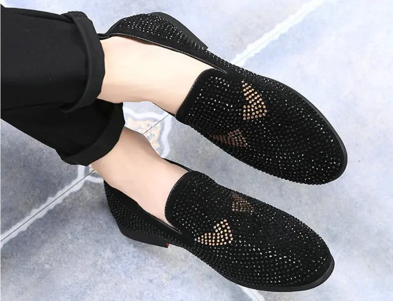 Men's Casual Shoes Shoes Men Breathable Slip-On Black Casual Shoes Men Summer Large Size Mens Loafers Rivet Boat Shoes Size 45 (2)