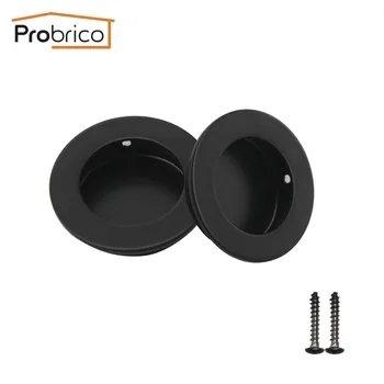 

Probrico Black Finger Pull Cabinet Pocket Knob Recessed Sliding Door Handles 304 Stainless Steel Kitchen Furniture