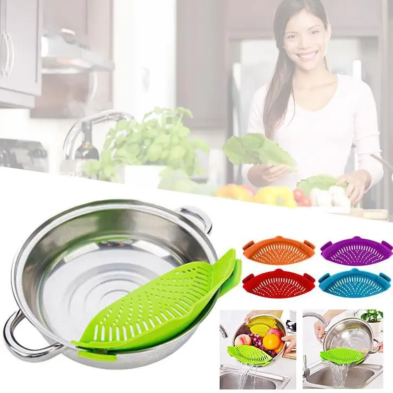 Pan Strainer Silicone Pasta Draining Liquid Kitchen Supply Tool Multifunctionin Other Kitchen