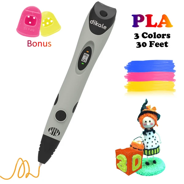 Dikale 3D печать импримантная ручка Scribble Caneta 3D Lapiz Stylo 3D импрессия ручка для рисования карандаш PLA нити для детей и взрослых подарок - Цвет: Gray PLA Filament 9m