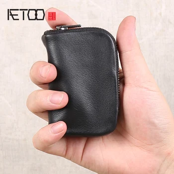 

AETOO Mini leather small coin Baotou layer cowhide Car key bag small storage wallet