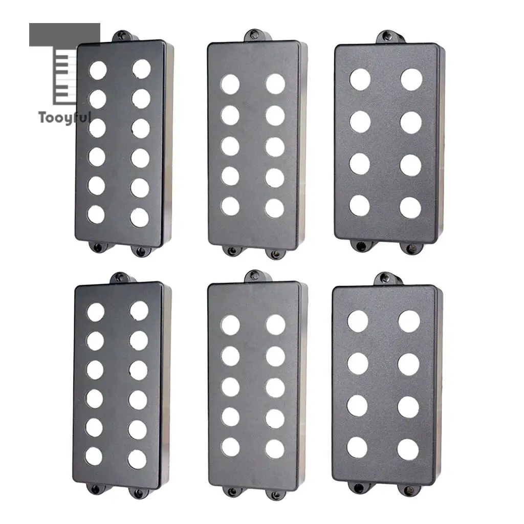 Tooyful 2Pcs Black Plastic Pickup Cover Humbucking Open Double Coil for 4-6 String Electric Bass
