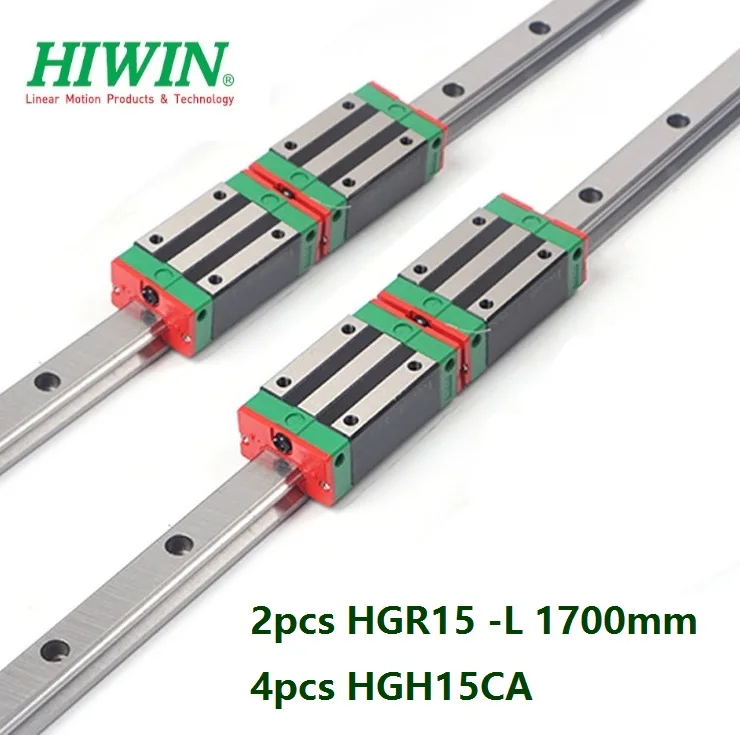 

2 шт., 100% оригинальные новые Hiwin rail HGR15 -L 1700 мм + 4 шт. узких блока HGH15CA для маршрутизатора с ЧПУ