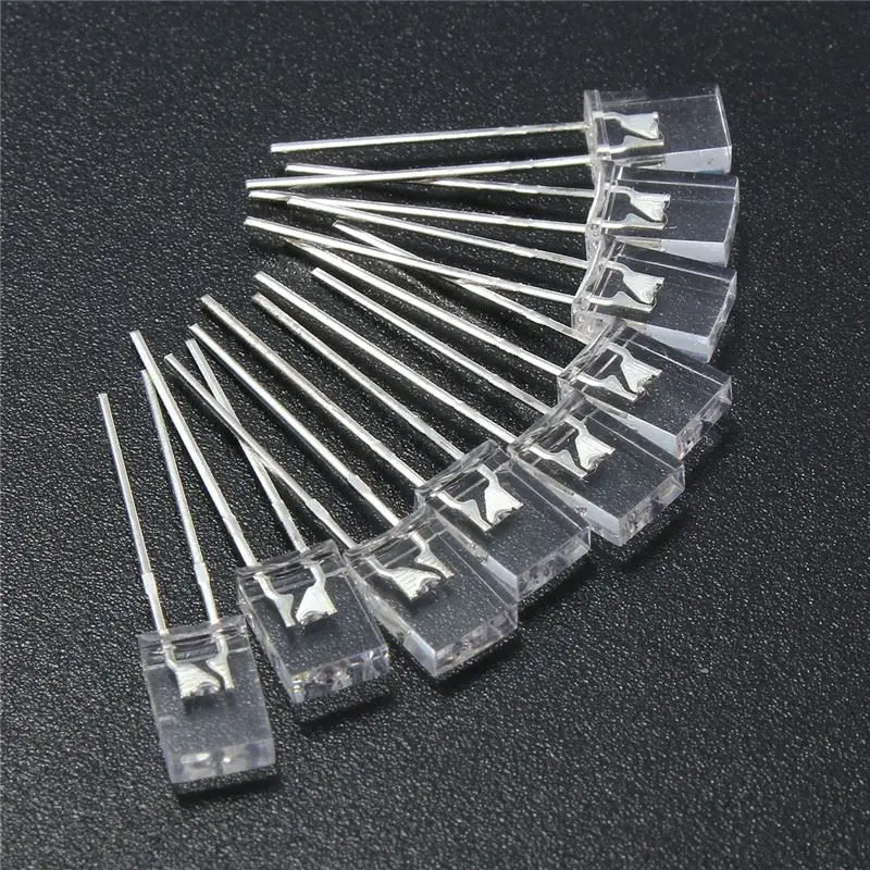 100pcs 2x5x7mm White Led Rectangle Rectangular Water Clear Light LED Lamp Bulb