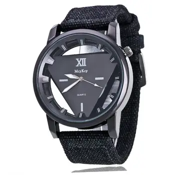 

2020 New Fashion Watch Luxury Hollow Triangle Dress Watch Women Elegant Quartz Canvas belt Watch Lady Refinement Wristwatch