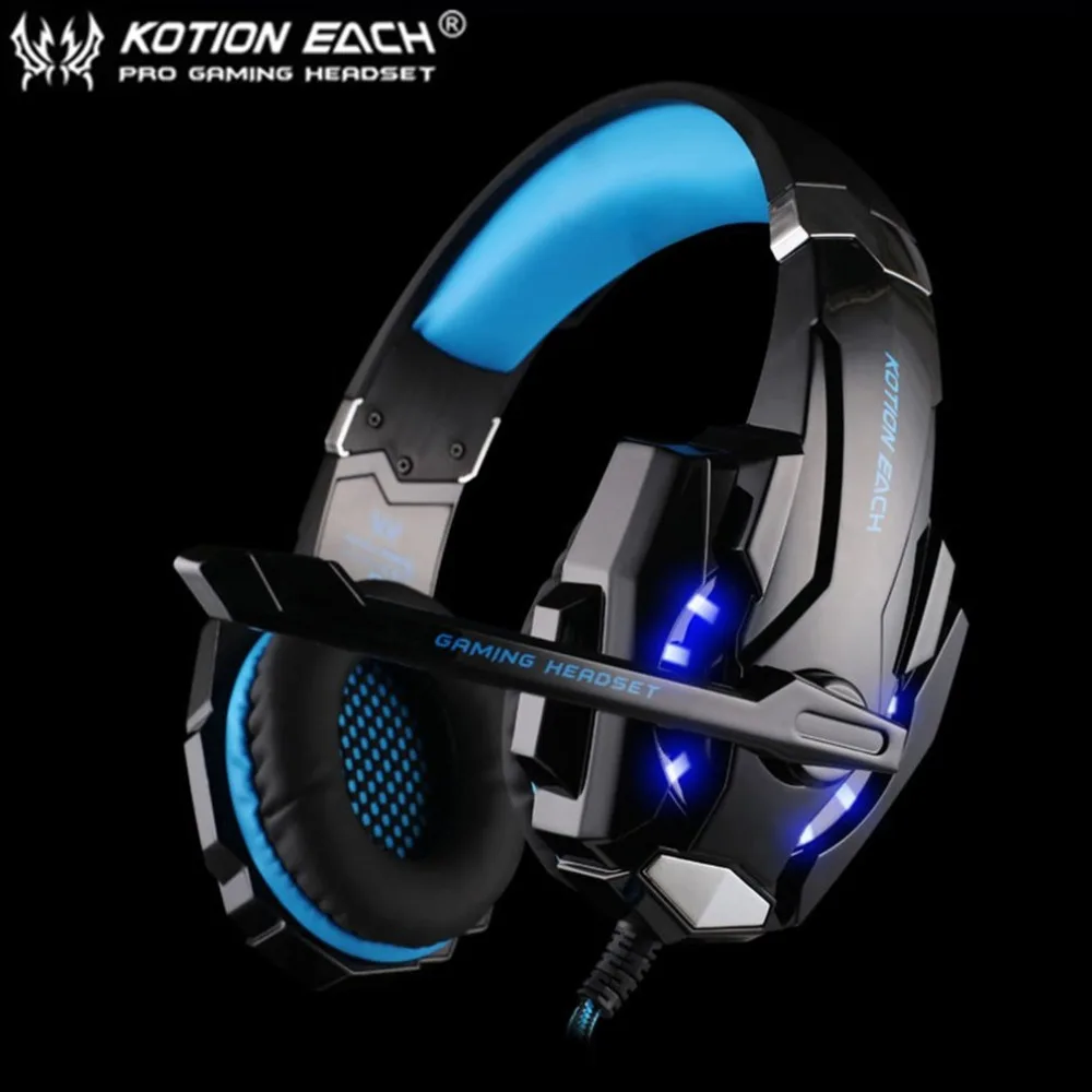 buy EACH G9000 3.5mm Gaming Headphone Microphone USB Single Hole Headset LED Light For PS4 Laptop Tablet Mobile Phones