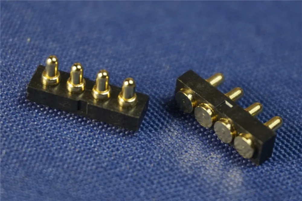 

100pcs Spring Loaded Pogo Pin 4 Pin 2.0 mm Pitch Height PCB 4.0 mm Surface Mount PCB 1A 12V Male PCB Spring Header pin 75g Force