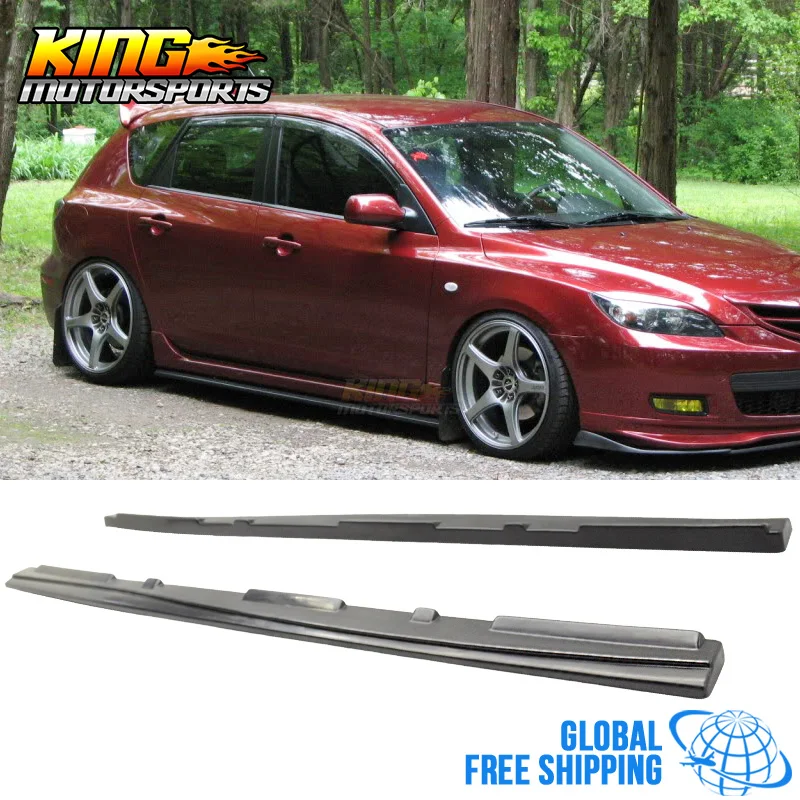 Past 10-13 Mazda 3 MS JDM Style Side Rokken Add-On Body Kit Poly Urethaan Zwart Global gratis Verzending Wereldwijd Past 10-13 Mazda 3 MS JDM Style Side Rokken Add-On Body Kit Poly Urethaan Zwart Global gratis Verzending Wereldwijd