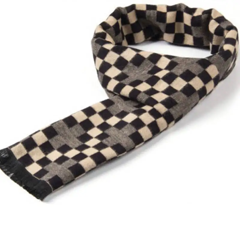 Winter font b Tartan b font Scarf Men Casual Cashmere Scarf Luxury Brand Rhombus Patchwork Chic