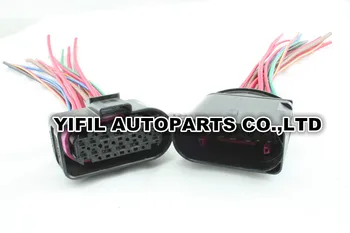 

1set/Lot 14 Pin/Way Xenon Headlight Plug Connector With Pigtail For Gearbox Transmission Audi Volkswagen 3C0973737 3C0973837